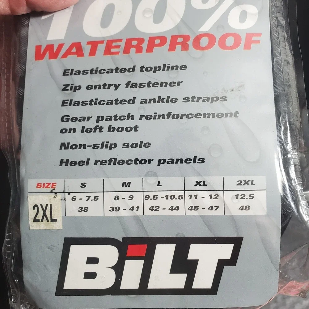 BILT Motorcycle Rain‎ Boots Bilt Size XXL Fits US Size 12.5, EU 48 - NEW